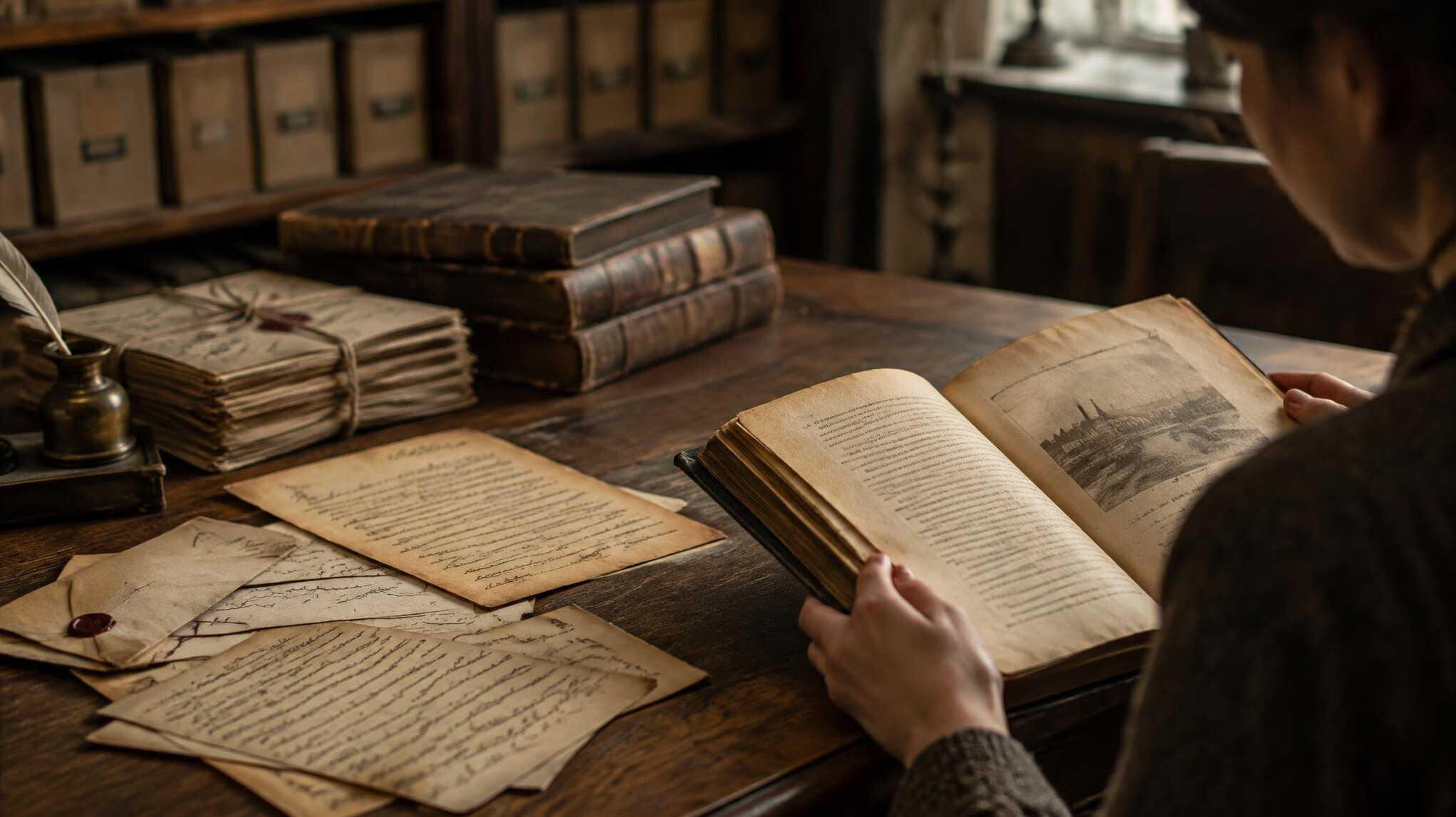 old handwritten letters on desk