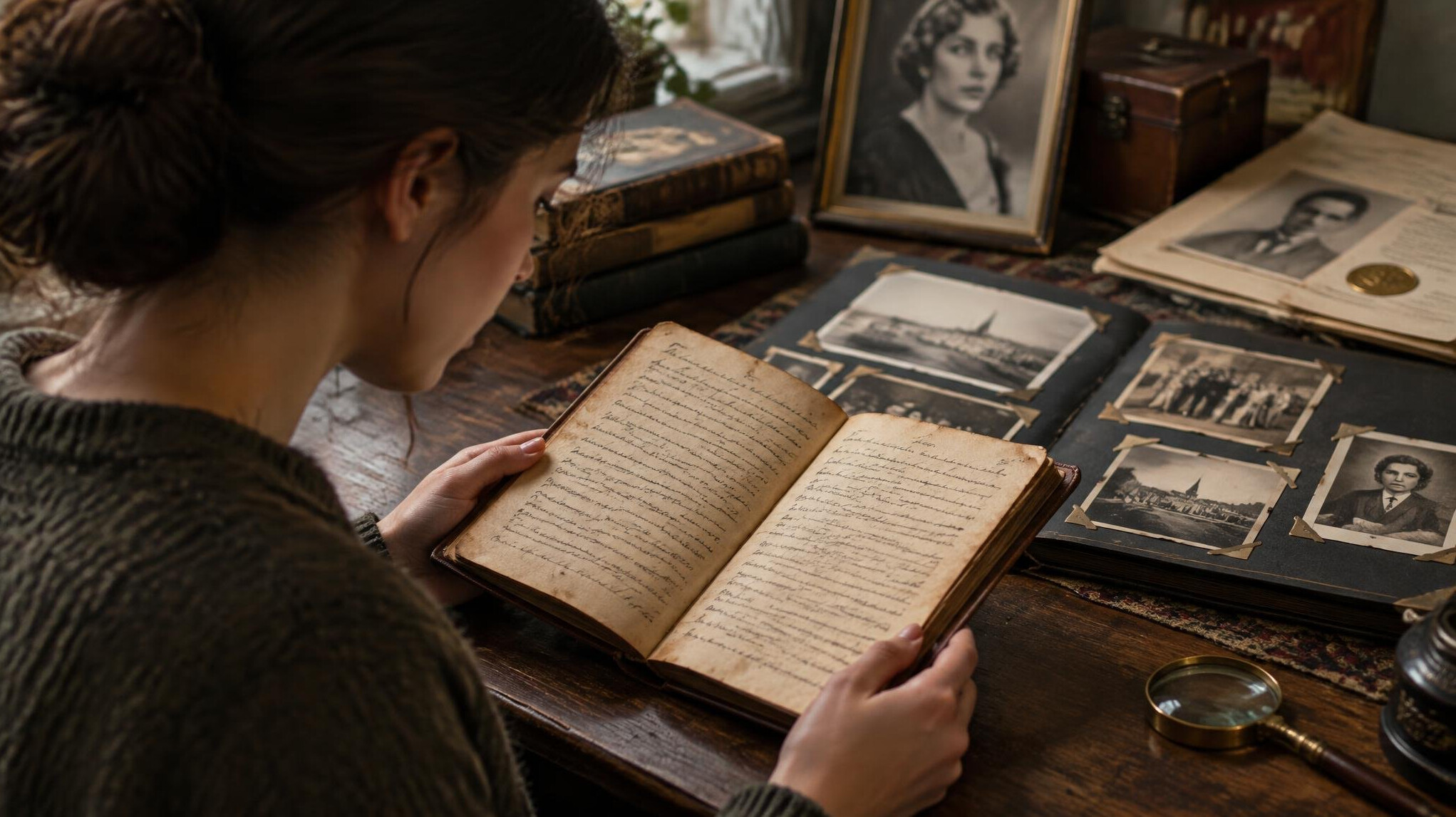 person reading diary